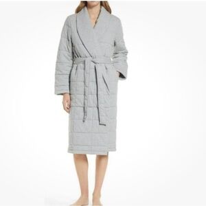 NWT Nordstrom Puffer Robe Gray Organic Cotton Sleepwear Lounge $189